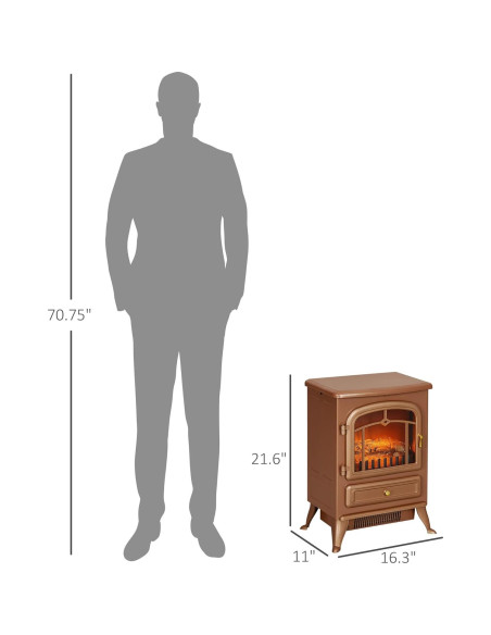 Calentador de chimenea eléctrica Genérico 22" con llamas LED 750W/1500W Calentador de chimenea eléctrica Genérico 22" con llamas LED 750W/1500W