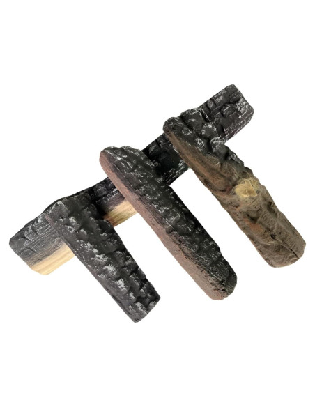 Juego de 4 Troncos de Cerámica para Chimenea Coosoromas Juego de 4 Troncos de Cerámica para Chimenea Coosoromas