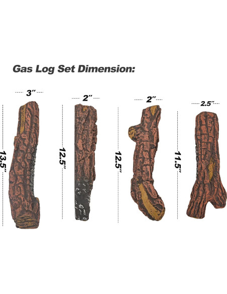 Conjunto de 4 troncos de cerámica Stanbroil para chimenea Conjunto de 4 troncos de cerámica Stanbroil para chimenea