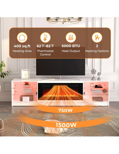 Chimenea Eléctrica RELAX4LIFE 91.4 cm con Control Remoto