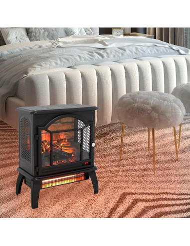 Consola de Chimenea Eléctrica Aienid 45.7x44.5x54.5cm Negro Antiguo