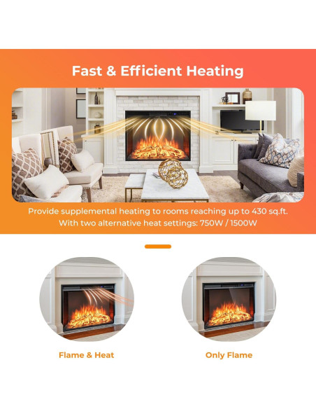 Chimenea Eléctrica GOFLAME 67.8cm con Control Remoto y Termostato Chimenea Eléctrica GOFLAME 67.8cm con Control Remoto y Termostato