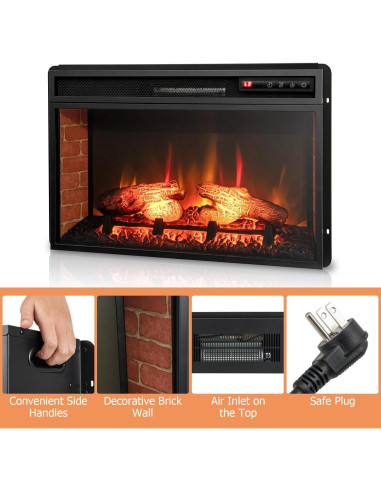 Chimenea Eléctrica ARLIME 23" con Fuego 3D y Control Remoto