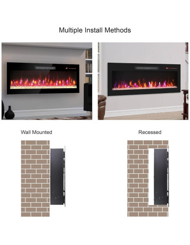 Chimenea Eléctrica GOAWGO 152 cm Control Remoto Multicolor