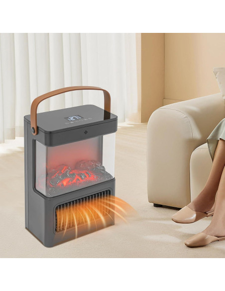 Chimenea Eléctrica Portátil Pxolerig 1500W 3D Negra Chimenea Eléctrica Portátil Pxolerig 1500W 3D Negra