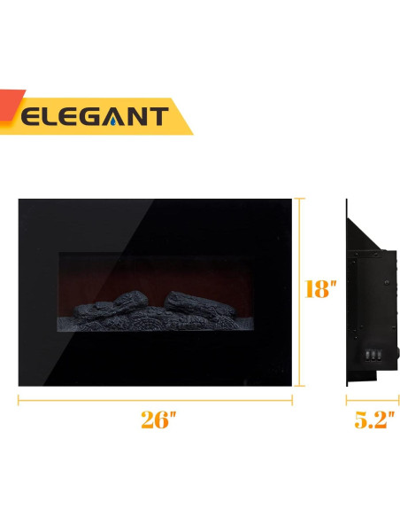 Chimenea Eléctrica ELEGANT 66 cm Montada en Pared con Control Remoto Chimenea Eléctrica ELEGANT 66 cm Montada en Pared con Control Remoto