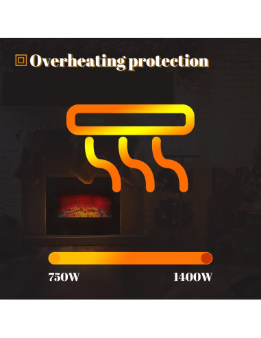 Chimenea Eléctrica ELEGANT 66 cm Montada en Pared con Control Remoto