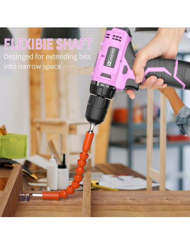 Taladro Inalámbrico FADAKWALT 12V Rosa con Batería y Cargador