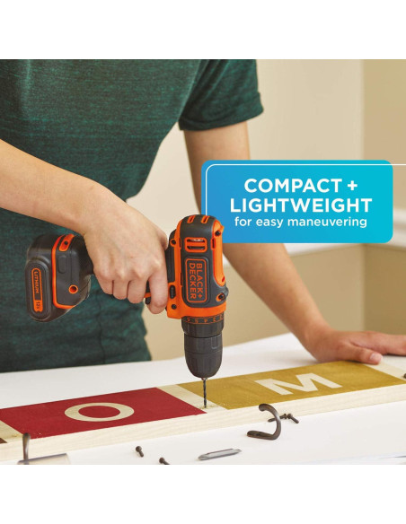 Taladro Inalámbrico BLACK+DECKER 12V MAX con Batería y Cargador Taladro Inalámbrico BLACK+DECKER 12V MAX con Batería y Cargador