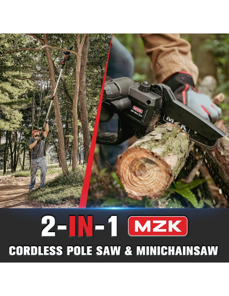 Sierra de Poste Inalámbrica MZK 20V 2-en-1 con Mini Motosierra Sierra de Poste Inalámbrica MZK 20V 2-en-1 con Mini Motosierra