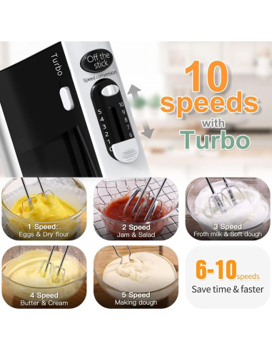 Batidora Eléctrica de Mano Naitesen 600W 10 Velocidades Turbo
