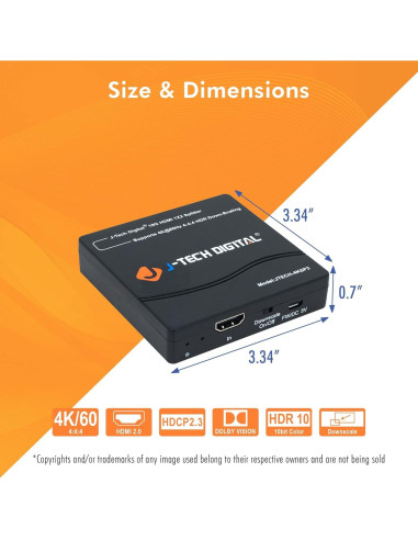 Divisor HDMI 1x2 J-Tech Digital JTECH-4KSP2 4K 60Hz