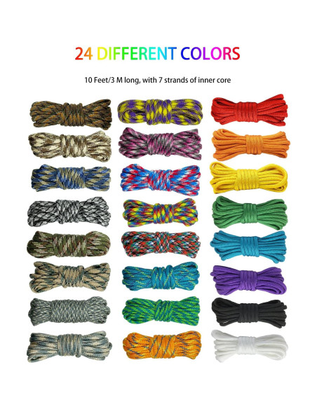 Kit de Cuerdas Paracord 550lb Mesench 24 Colores 3m Kit de Cuerdas Paracord 550lb Mesench 24 Colores 3m
