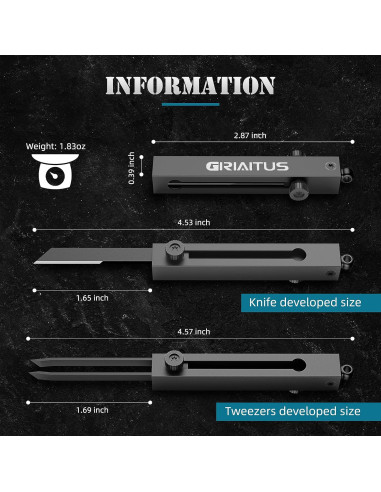 Pinzas de Precisión EDC GIRIAITUS 2 en 1 Cuchillo y Llavero