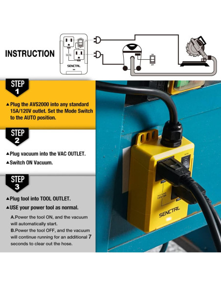 Interruptor Automático de Aspiradora SENCTRL AVS2000 15A Interruptor Automático de Aspiradora SENCTRL AVS2000 15A