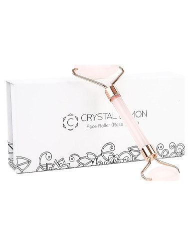 Rodillo de Jade Natural Crystal Lemon - Cuarzo Rosa Facial