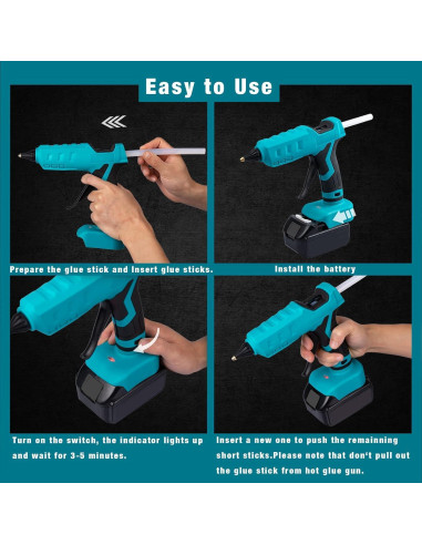 Pistola de Pegamento Caliente Inalámbrica Eastyle 100W 18V