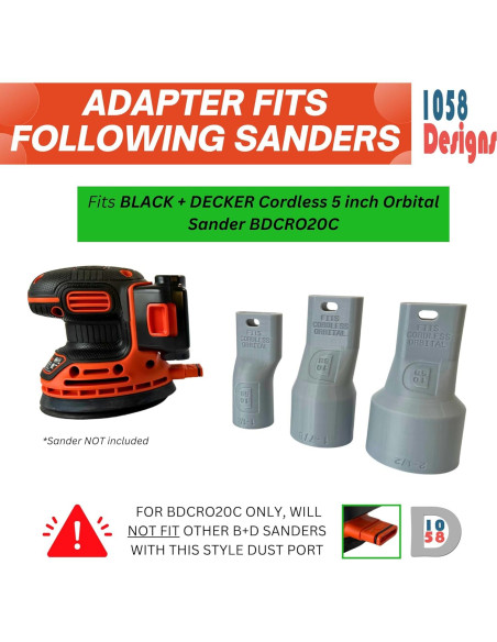 Adaptador de Aspiradora 1058 Designs para Lijadora Black Decker 5" Adaptador de Aspiradora 1058 Designs para Lijadora Black Decker 5"