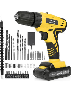 Taladro Inalámbrico 21V Jar-owl con 37 Piezas y Cargador 2