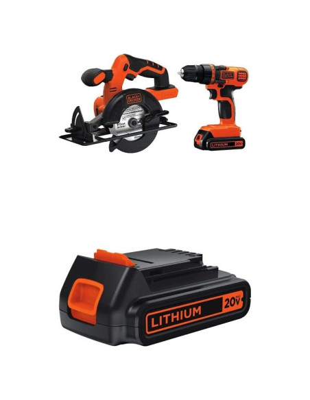 Kit Taladro/Atornillador Inalámbrico Black+Decker 20V MAX con Sierra y Batería Extra 1.5Ah Kit Taladro/Atornillador Inalámbrico Black+Decker 20V MAX con Sierra y Batería Extra 1.5Ah