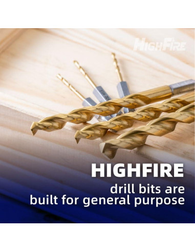 Juego de Brocas Hexagonales 1/4" (6.4mm) Titanio HIGHFIRE - 6 Piezas