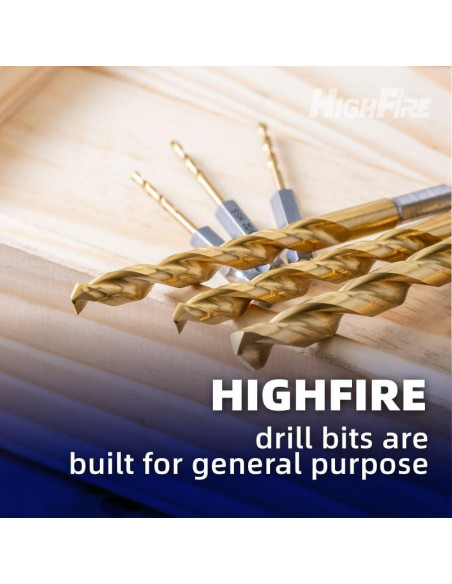 Juego de Brocas Hexagonales 1/4" (6.4mm) Titanio HIGHFIRE - 6 Piezas Juego de Brocas Hexagonales 1/4" (6.4mm) Titanio HIGHFIRE - 6 Piezas
