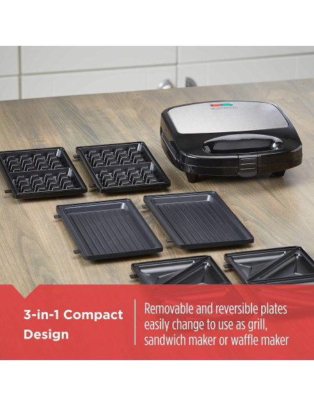 Plancha 3-en-1 BLACK+DECKER WM2000SD Compacta Antiadherente Plancha 3-en-1 BLACK+DECKER WM2000SD Compacta Antiadherente