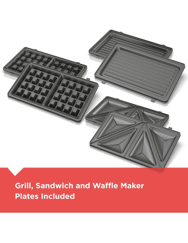 Plancha 3-en-1 BLACK+DECKER WM2000SD Compacta Antiadherente