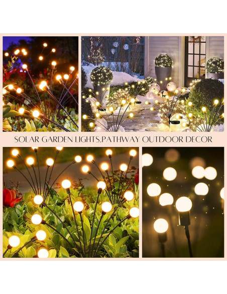 Luces LED Solares de Jardín OZS - 6 Paquete, Blanco Cálido Luces LED Solares de Jardín OZS - 6 Paquete, Blanco Cálido