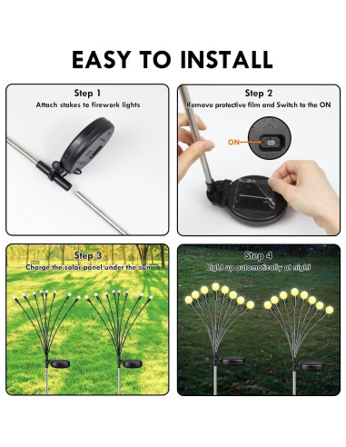 Luces LED Solares de Jardín OZS - 6 Paquete, Blanco Cálido