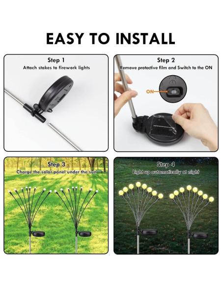 Luces LED Solares de Jardín OZS - 6 Paquete, Blanco Cálido Luces LED Solares de Jardín OZS - 6 Paquete, Blanco Cálido