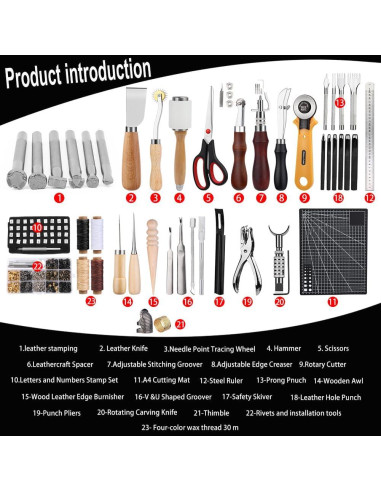 Kit de Herramientas para Trabajar el Cuero TLKKUE - 36 Piezas