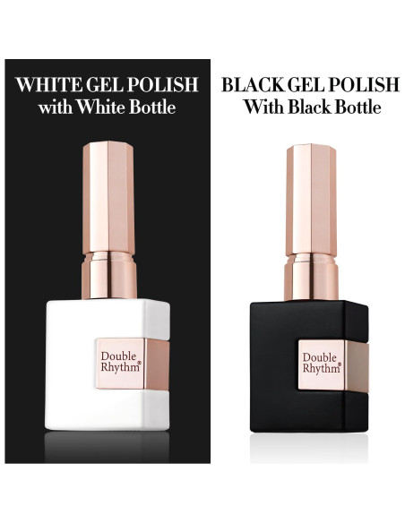 Conjunto de Esmalte de Uñas UV Gel 15ml Double Rhythm - Negro y Blanco Conjunto de Esmalte de Uñas UV Gel 15ml Double Rhythm - Negro y Blanco