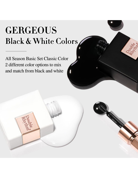 Conjunto de Esmalte de Uñas UV Gel 15ml Double Rhythm - Negro y Blanco Conjunto de Esmalte de Uñas UV Gel 15ml Double Rhythm - Negro y Blanco