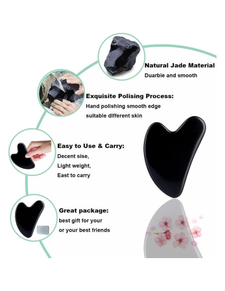 Herramienta Gua Sha Facial Ditind de Obsidiana Negra 8.1cm Herramienta Gua Sha Facial Ditind de Obsidiana Negra 8.1cm