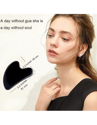 Herramienta Gua Sha Facial Ditind de Obsidiana Negra 8.1cm