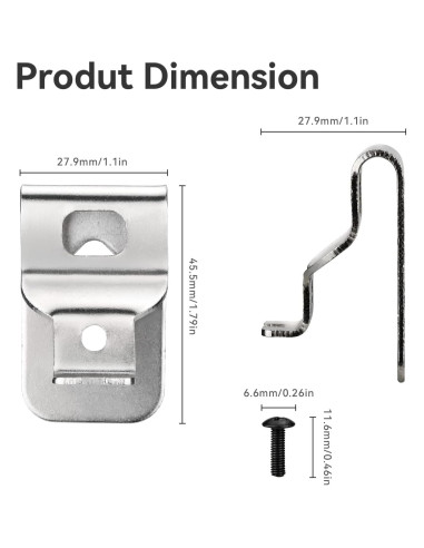 Clips de Cinturón Dewalt 6 Piezas Acero Inoxidable 304