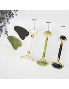 Juego de Rodillo de Jade y Gua Sha YLTNEUQER - Cuidado Facial 2