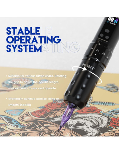 Mast Fold2 Pro Máquina de Tatuaje Inalámbrica 7 Golpes 2 Baterías