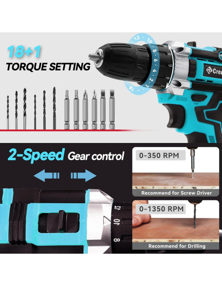 Taladro Inalámbrico 21V Creddux con 84 Accesorios y Cargador Taladro Inalámbrico 21V Creddux con 84 Accesorios y Cargador