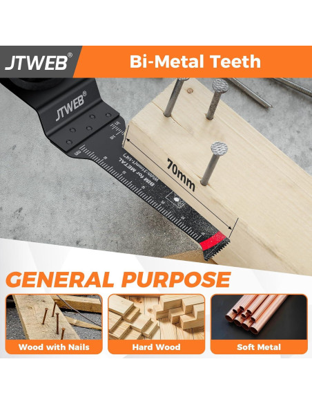 Kits de Cuchillas Oscilantes JTWEB 15PCS para Metal y Madera Kits de Cuchillas Oscilantes JTWEB 15PCS para Metal y Madera