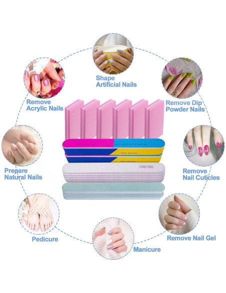 Kit de Lima y Pulidor de Uñas AhaTopia - 16 Piezas 100/180 Grano Kit de Lima y Pulidor de Uñas AhaTopia - 16 Piezas 100/180 Grano