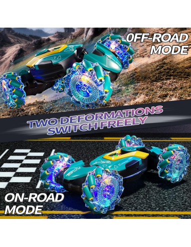 Coche Acrobático Control Remoto Uregoio Verde 4WD LED Música