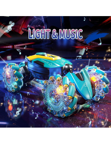 Coche Acrobático Control Remoto Uregoio Verde 4WD LED Música