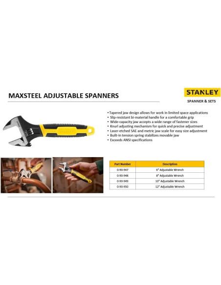 Llave Ajustable Stanley 0-90-947 150mm Acero Cromo Vanadio Llave Ajustable Stanley 0-90-947 150mm Acero Cromo Vanadio