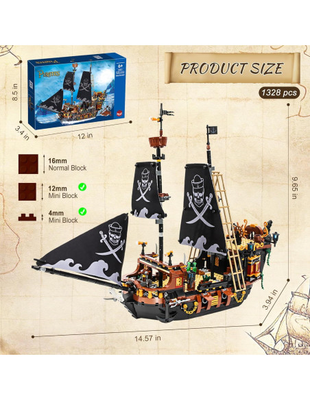 Kit de Construcción Barco Pirata QUNLONG 1328 Piezas Kit de Construcción Barco Pirata QUNLONG 1328 Piezas