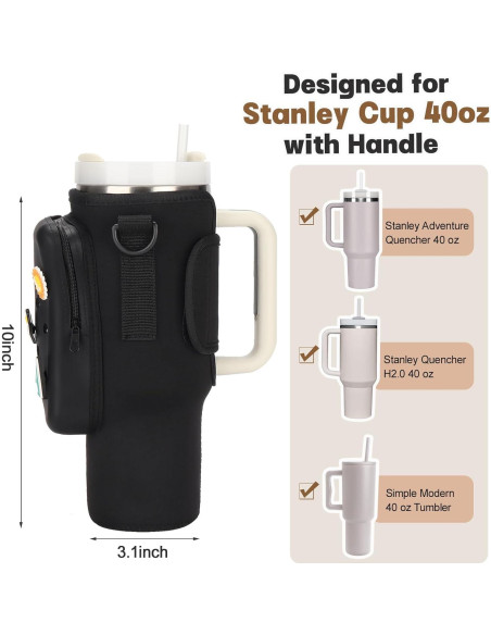 Bolsa Portabotellas Magibag para Stanley Cup 40 oz con Correa Ajustable y Bolsillo de Silicona Bolsa Portabotellas Magibag para Stanley Cup 40 oz con Correa Ajustable y Bolsillo de Silicona