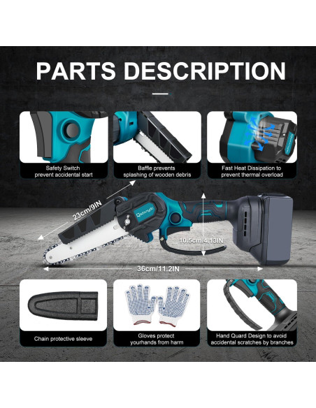 Mini Motosierra Inalámbrica QSDXNYDC 6" para Makita 18V Mini Motosierra Inalámbrica QSDXNYDC 6" para Makita 18V