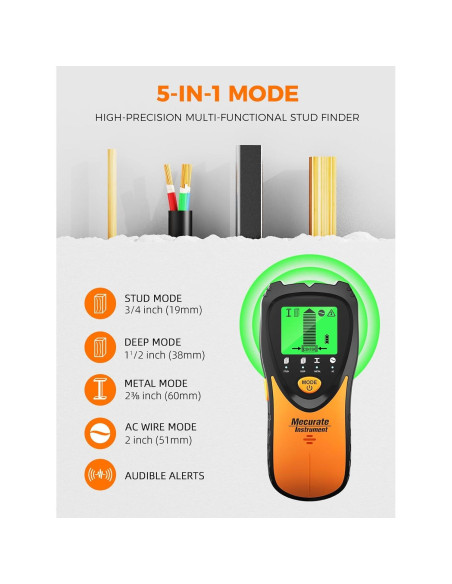 Escáner de Pared Mecurate MSF60A - 5 en 1 con Pantalla LCD Escáner de Pared Mecurate MSF60A - 5 en 1 con Pantalla LCD