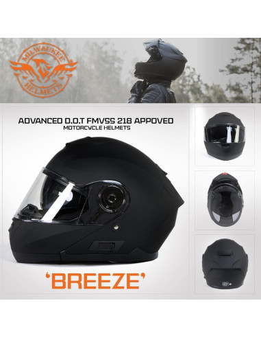 Casco Modular de Motocicleta Milwaukee MPH9814DOT Negro Mate XS
